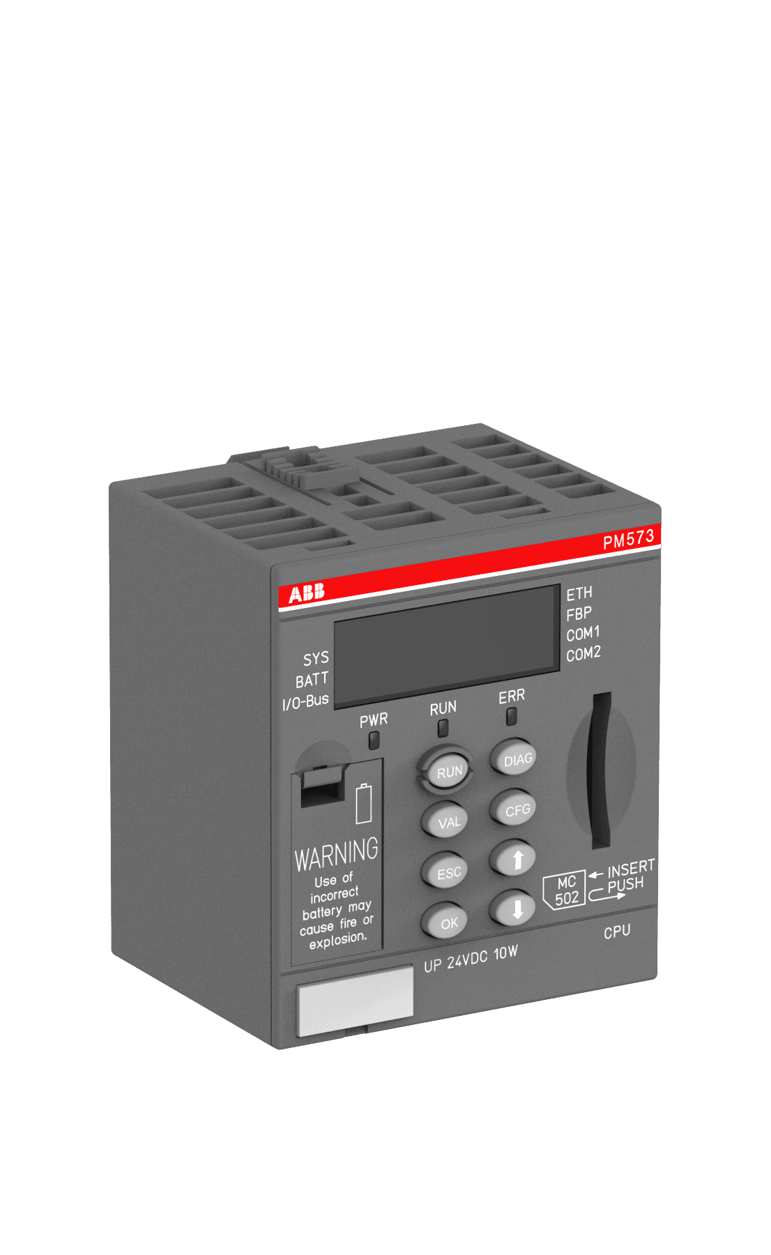 ABB 1SAP130300R0271 — AC500 PM573-ETH PLC CPU - Controllers & PLCs product front view