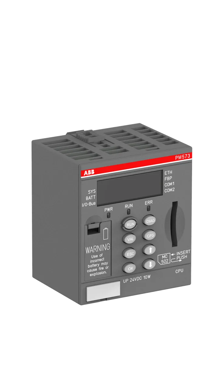 ABB 1SAP130300R0271 — AC500 PM573-ETH PLC CPU - Controllers & PLCs product front view image