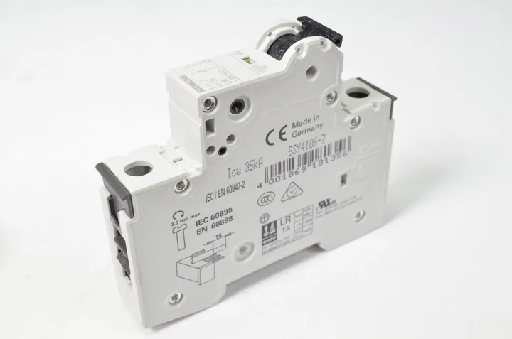 Siemens 5SY4106-7 — SENTRON 5SY MCB 1-pole - Power & Electricals product front view